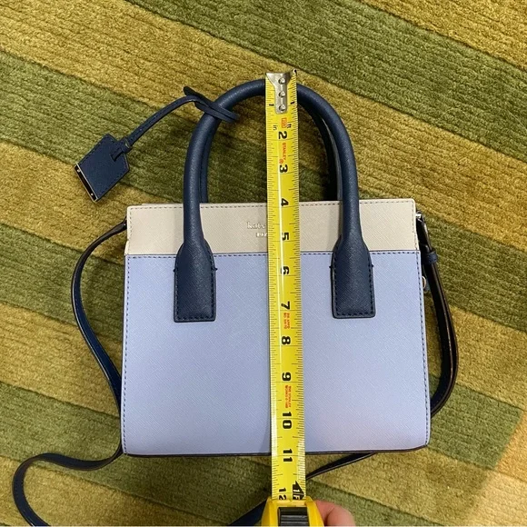 Kate Spade Blue Colorblock Top Handle Purse with Crossbody Strap - Picture 9 of 10